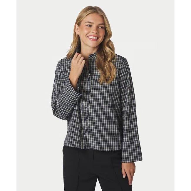 Neo Noir Drew Check Bedaz Blouse 170198 534 - Dark Blue