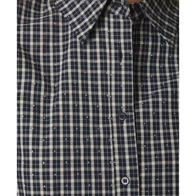 Neo Noir Drew Check Bedaz Blouse 170198 534 - Dark Blue