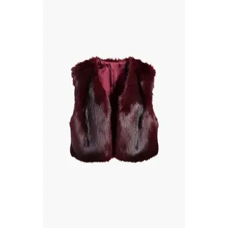 Aimée The Label IslaW6 Fake Fur Waistcoat - Burgundy