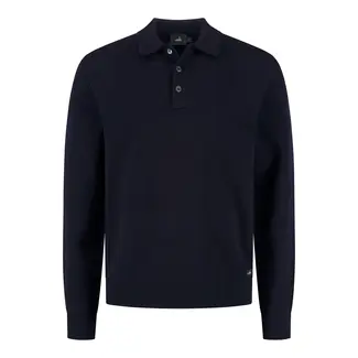 Wahts Crawford Cotton Merino Knit Buttoned Polo K.698.CMHKBP.0226 - Night Blue