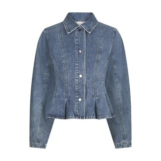 Neo Noir Rivora Denim Peplum Jacket 169549 140 - Blue
