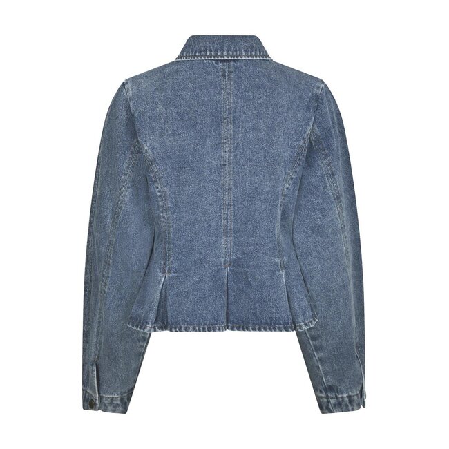 Neo Noir Rivora Denim Peplum Jacket 169549 140 - Blue