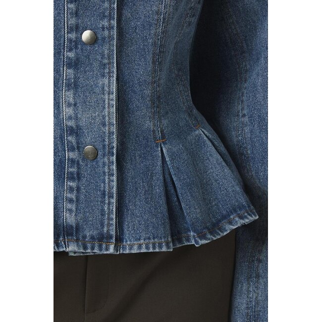 Neo Noir Rivora Denim Peplum Jacket 169549 140 - Blue