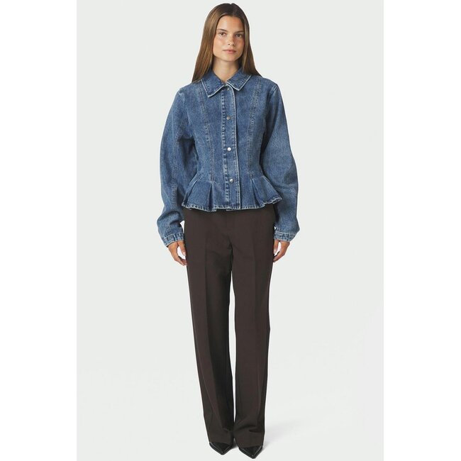 Neo Noir Rivora Denim Peplum Jacket 169549 140 - Blue