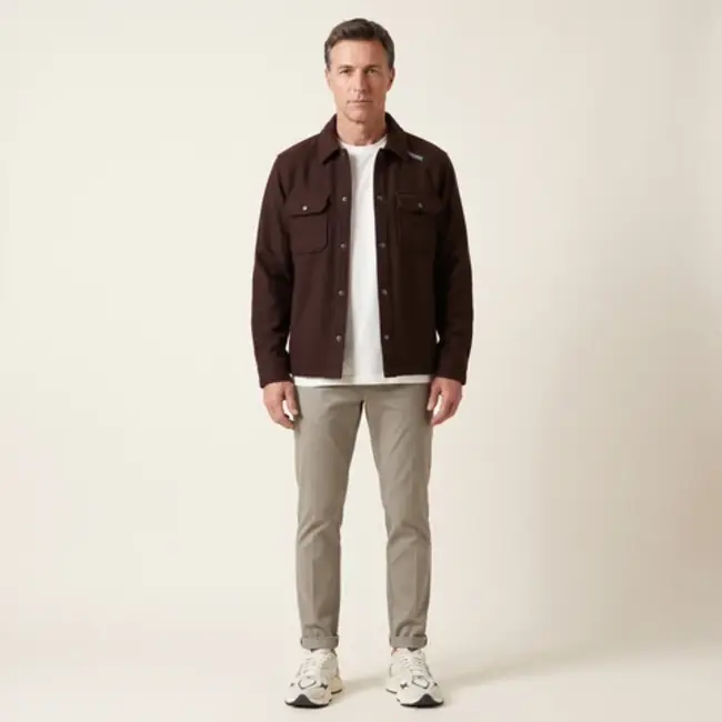 Woolrich Wool Alaska Shirt Jacket 2045MBUT3190 700 - Dark Brown