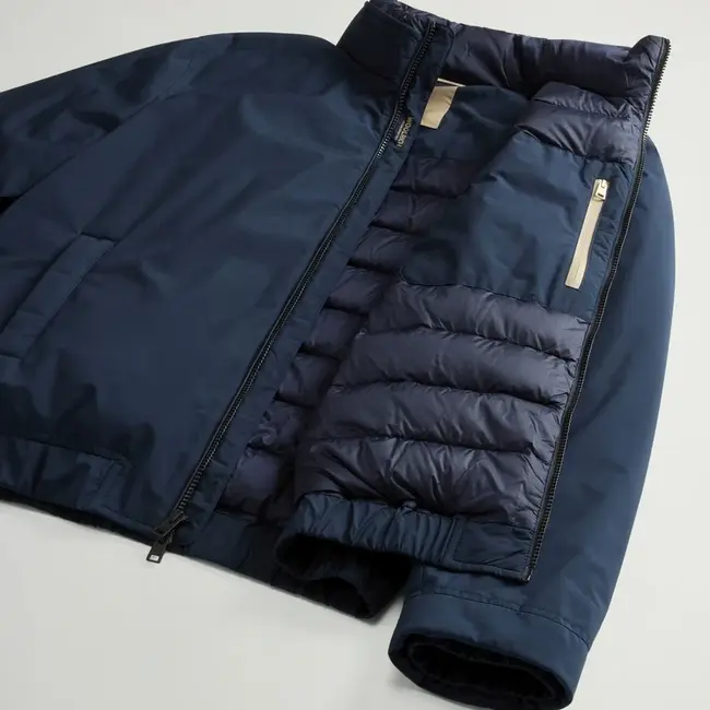 Woolrich Cloud Lewis Bomber Jacket 2076MBUT5182 3989 - Melton Blue