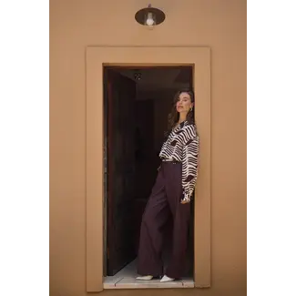 Nukus Jill Pants PU Straight Fit NKF09061 333 - Cherry