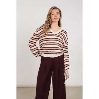 Nukus Kim Pullover Stripe NKF03054 387 - Sand/Rose