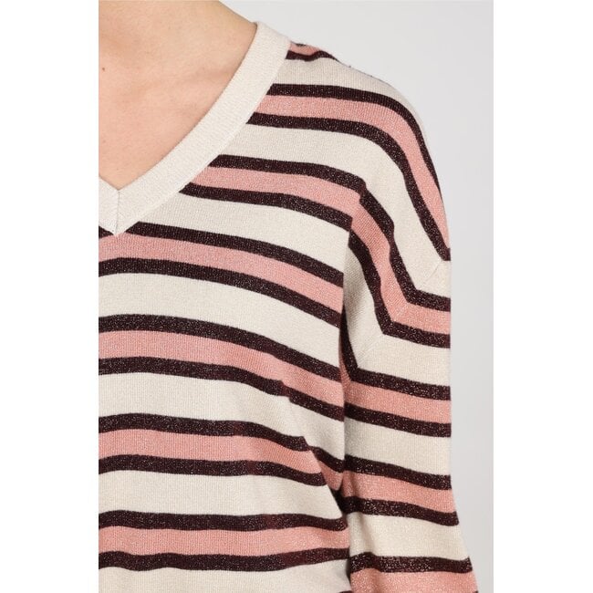 Nukus Kim Pullover Stripe NKF03054 387 - Sand/Rose