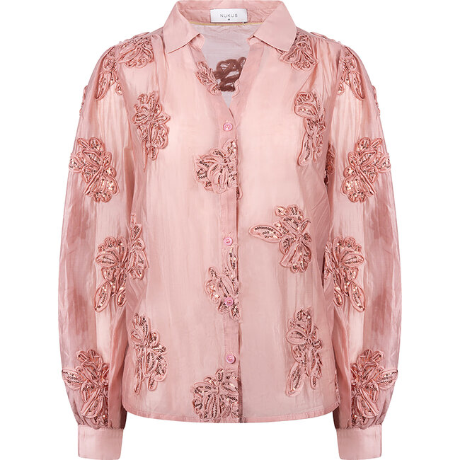 Nukus Antonella Blouse Paillet Flower NKF02156 336 - Rose