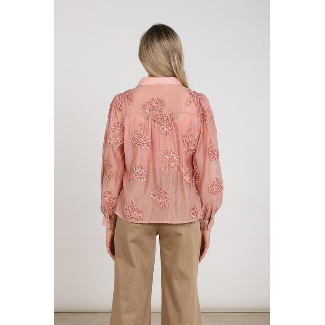 Nukus Antonella Blouse Paillet Flower NKF02156 336 - Rose