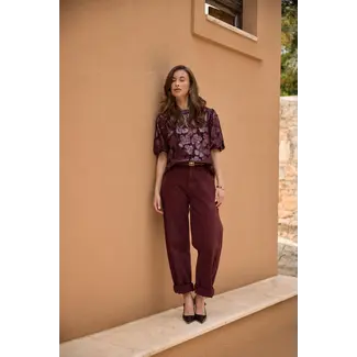 Nukus Petra Pants Wide Fit NKF09097 333 - Cherry