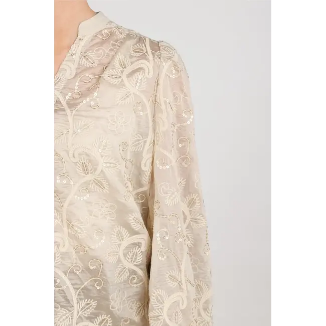 Nukus Antonella Blouse Embroidery NKF02178 9 - Sand