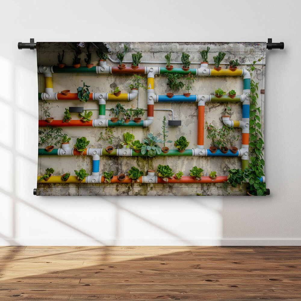 Kleurrijke buizen met planten