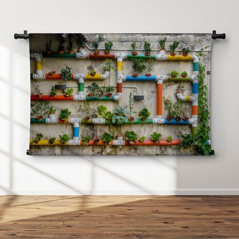 Kleurrijke buizen met planten
