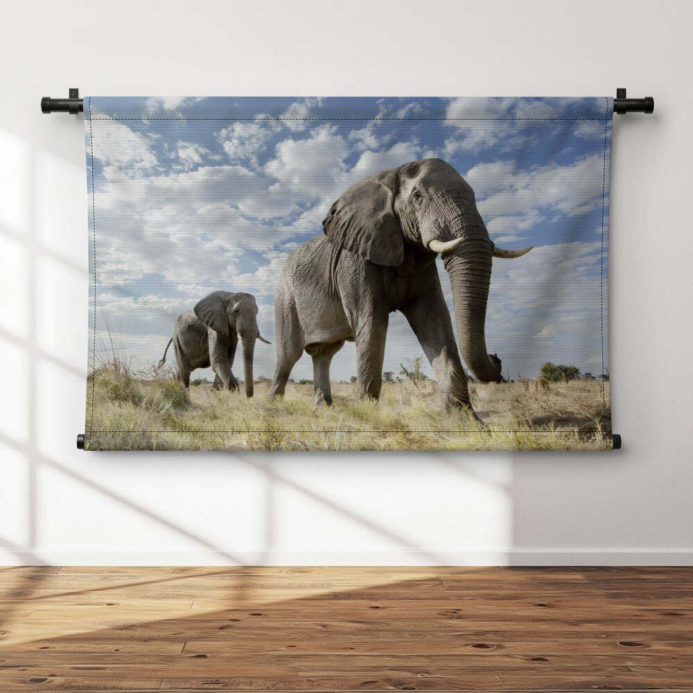 Passerende olifant groot in beeld