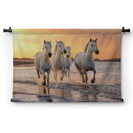 Witte paarden aan zee