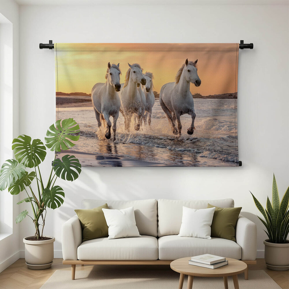 Witte paarden aan zee