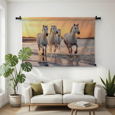 Witte paarden aan zee