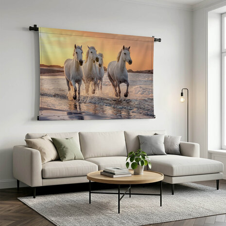 Witte paarden aan zee