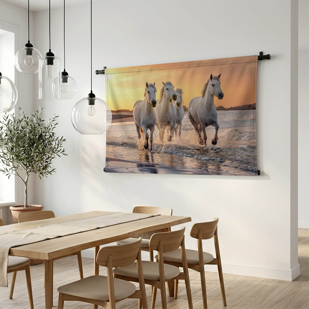 Witte paarden aan zee