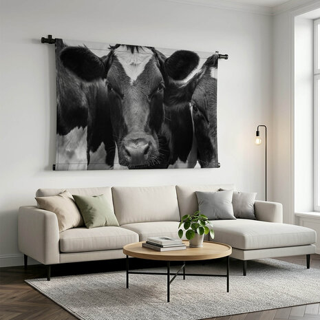 Close-up foto van Hollandse koe in zwart-wit