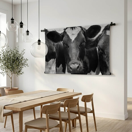 Close-up foto van Hollandse koe in zwart-wit