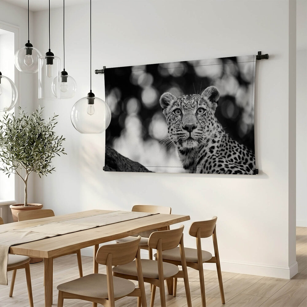 Zwart-wit portret van een geweldig luipaard