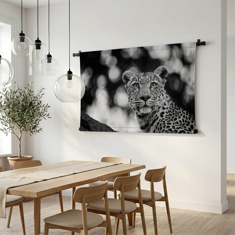 Zwart-wit portret van een geweldig luipaard
