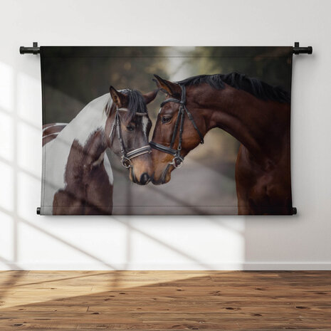 Hengst en merrie paarden in liefde