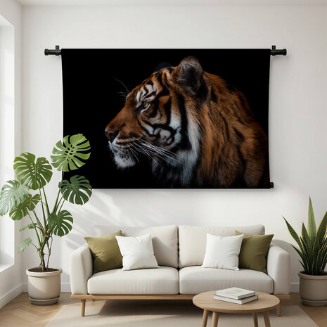 Prachtig zijaanzicht van Sumatraanse tijger