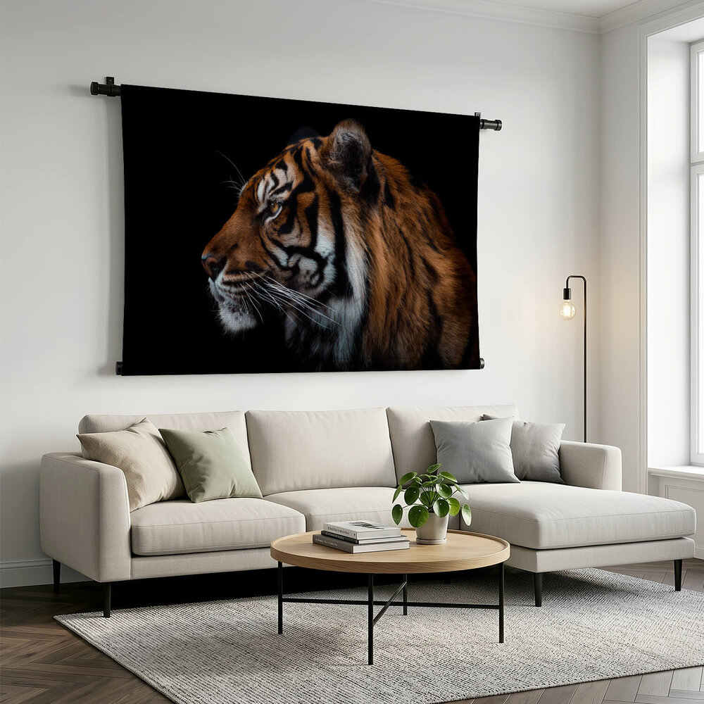 Prachtig zijaanzicht van Sumatraanse tijger