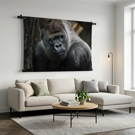 Volwassen zilverrug gorilla dreigende blik