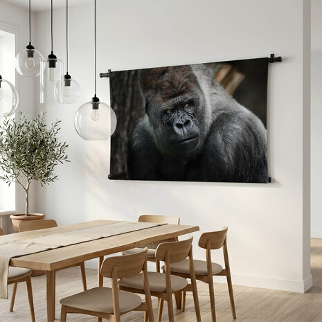 Volwassen zilverrug gorilla dreigende blik