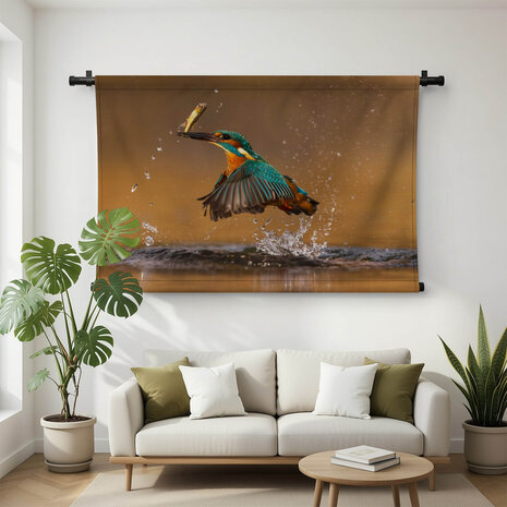 Snelheidswonder ijsvogel met visvangst
