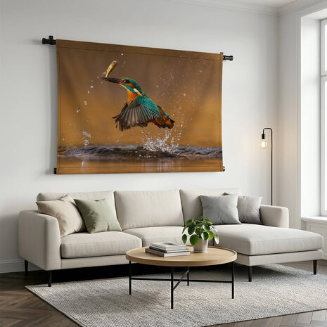 Snelheidswonder ijsvogel met visvangst
