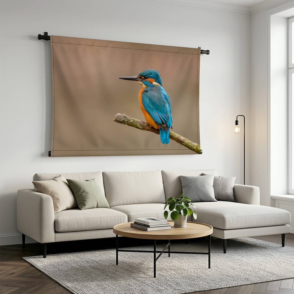 Luchtige ijsvogel op een tak