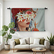 Abstracte kunstcollage van Aziatische vrouw met bloemen