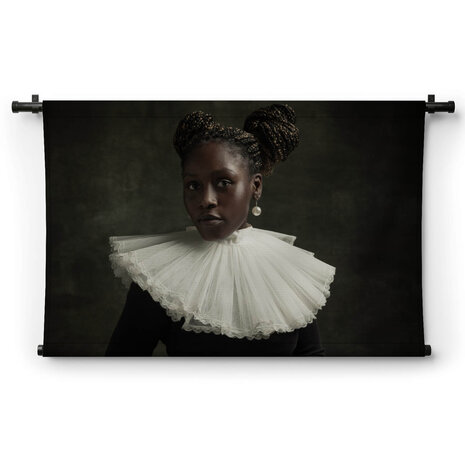 Art-portret van middeleeuwse Afrikaanse jonge vrouw