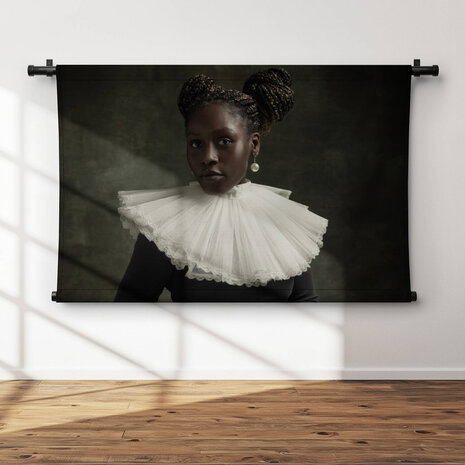 Art-portret van middeleeuwse Afrikaanse jonge vrouw