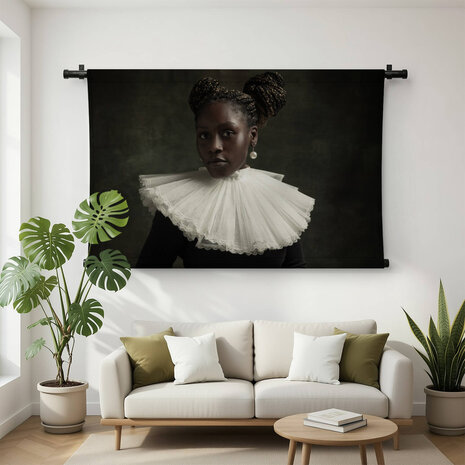Art-portret van middeleeuwse Afrikaanse jonge vrouw