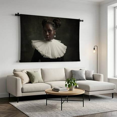 Art-portret van middeleeuwse Afrikaanse jonge vrouw