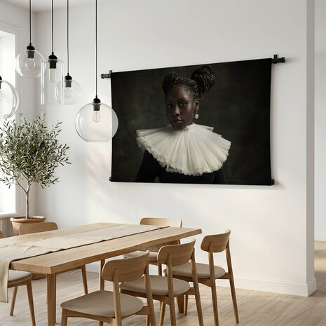 Art-portret van middeleeuwse Afrikaanse jonge vrouw