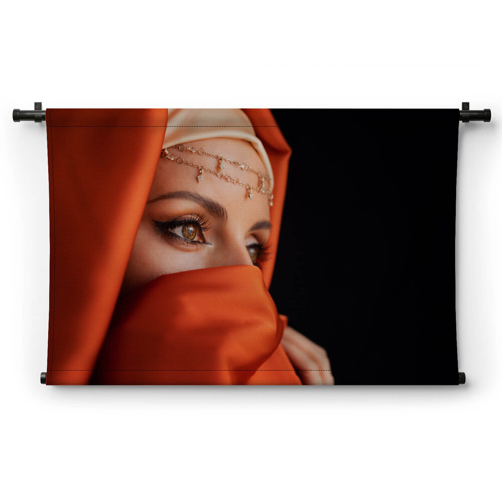 Close-up portret van moslimvrouw in hijab