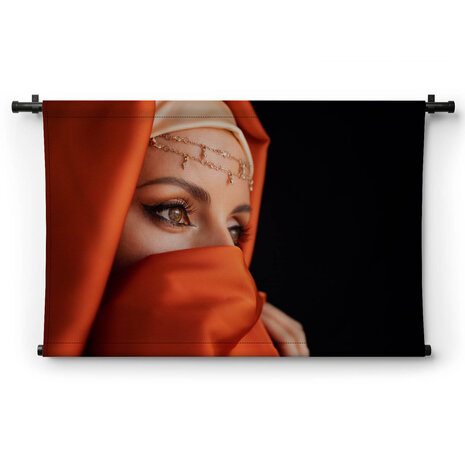 Close-up portret van moslimvrouw in hijab