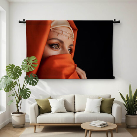 Close-up portret van moslimvrouw in hijab