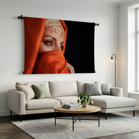 Close-up portret van moslimvrouw in hijab