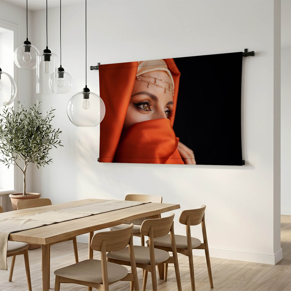 Close-up portret van moslimvrouw in hijab
