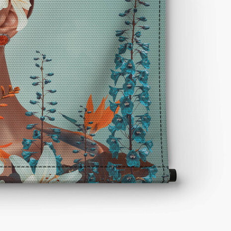 Abstract hedendaags kunstcollage portret van vrouw met bloemen