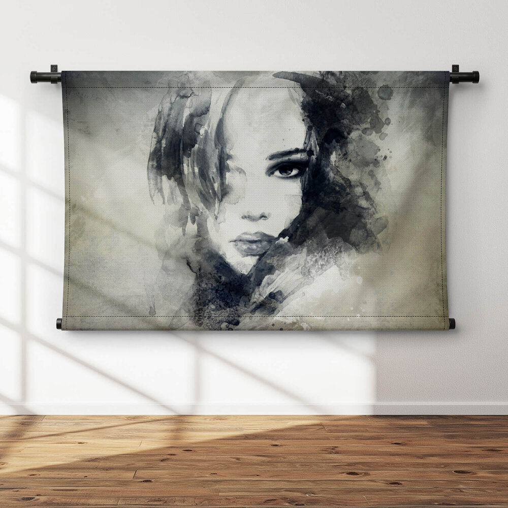 Abstract vrouwen portret in aquarel